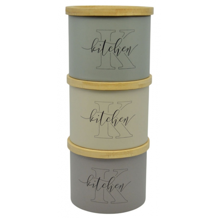 Βάζα αποθήκευσης σετ 3 τεμαχίων μεταλλικά 11x9.5εκ Ankor 