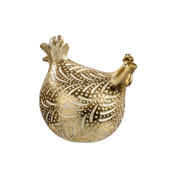 Πασχαλινή Κότα Χρυσή Πολυεστερική 14x10x12.5cm