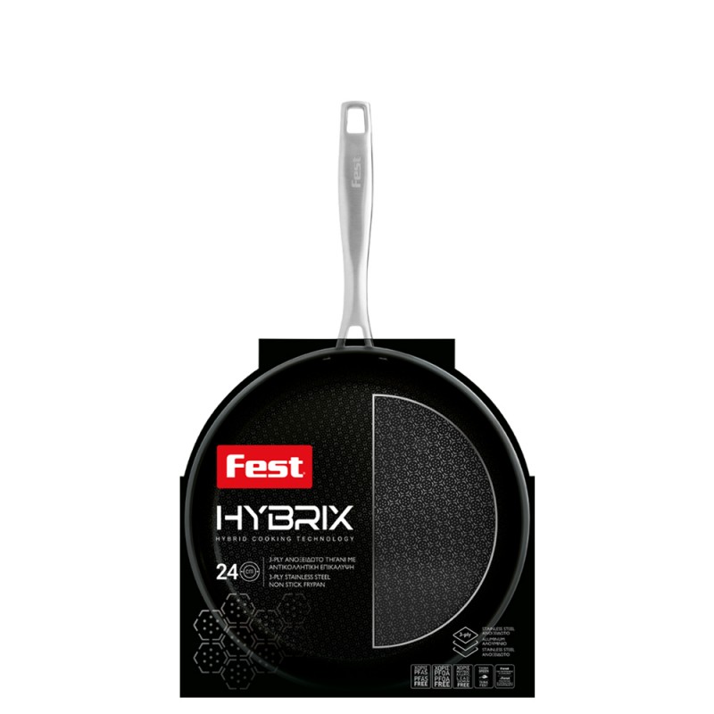 Fest Τηγάνι Ανοξείδωτο Αντικολλητικό Hybrix Tri-ply 24cm 0066830