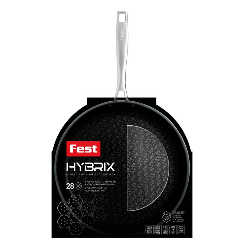 Fest Τηγάνι Ανοξείδωτο Αντικολλητικό Hybrix Tri-ply 28cm 0066832