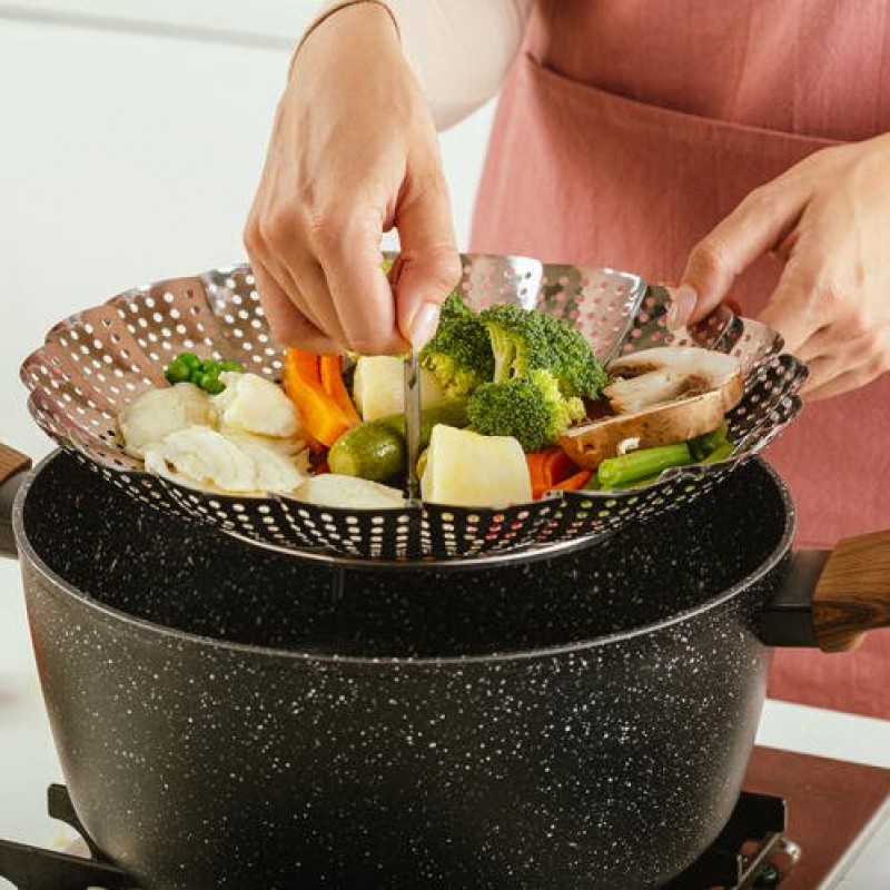 Σουρωτήρι Ατμού Ανοξείδωτο Αναδιπλούμενο Ankor Ø28cm