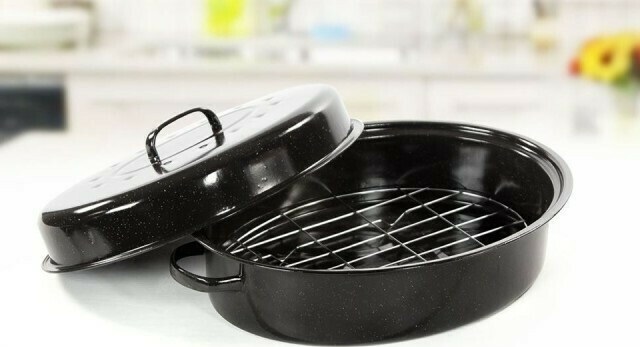 Γάστρα Εμαγιέ Οβάλ με Σχάρα 42x32cm