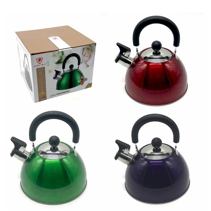 Τσαγιέρα ανοξείδωτη χρωματιστή 2,5lt με πλαστική λαβή 